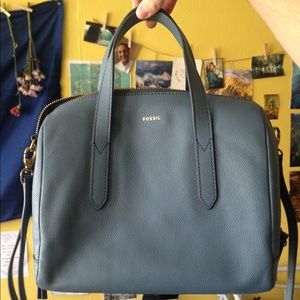 Fossil Sydney satchel in faded indigo